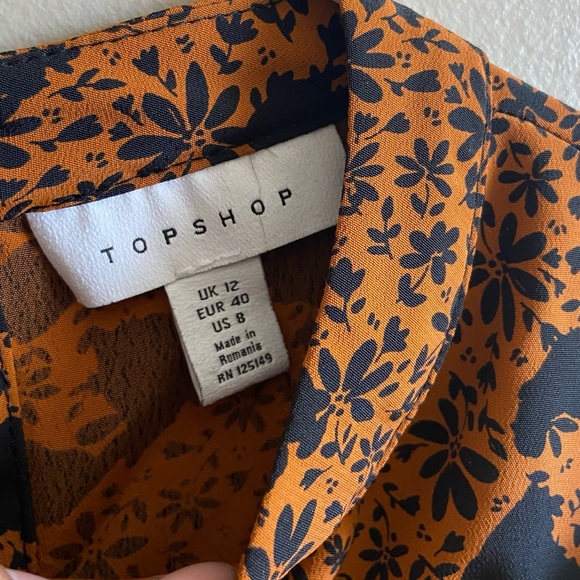 Topshop Orange and Black Floral Blouse - Picture 4 of 9